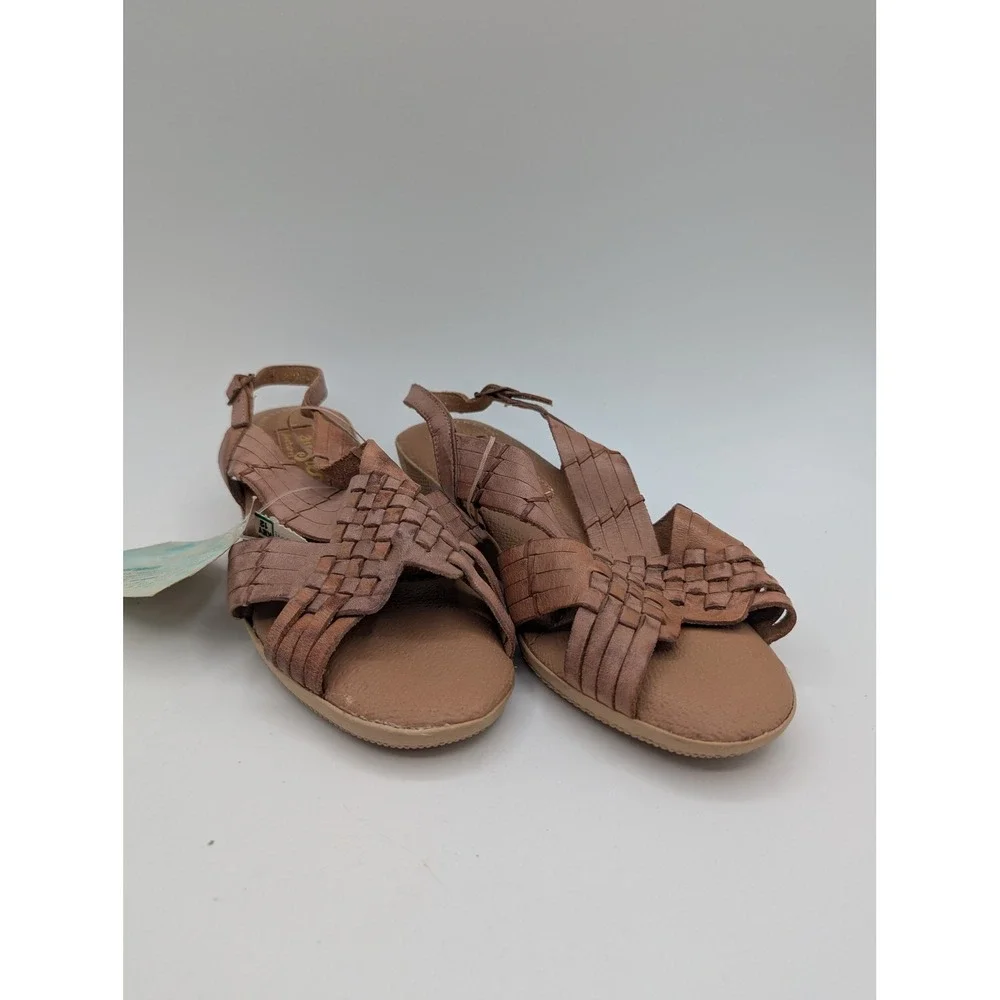 Air Step Vintage Brown Woven Leather Huarache Wedge Sandals Womens 7W New Brazil
